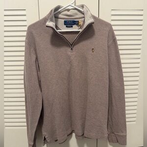 Polo Ralph Lauren Taupe Estate Rib Quarter-Zip Pullover